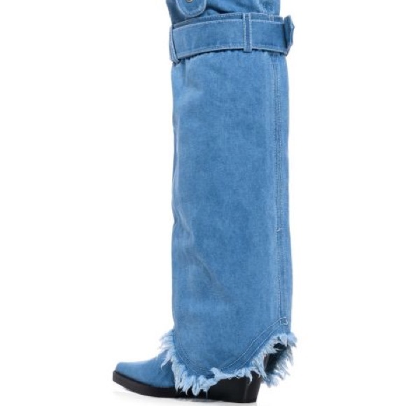 Denim Cowboy Boots with Removable Extension - Picture 4 of 5